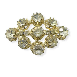 Austrian Clear Glass Rhinestone Art Deco Style Silver Tone Vintage Brooch